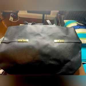 Faux Leather Shopping Tote with Gold Embelishments